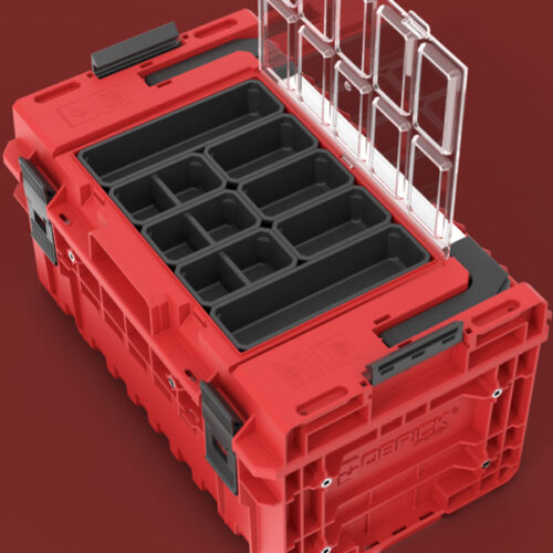 نمای بالایی از درب و اورگانایزر جعبه کیوبریک (QBRICK) وان قرمز اکسپرت 350