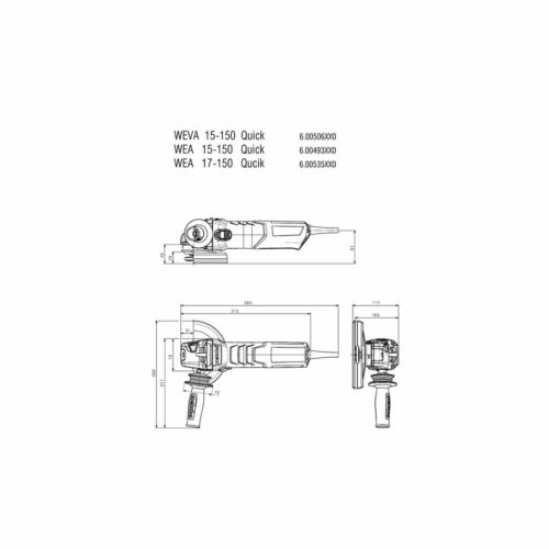 اطلاعات و ابعاد دقیق با مینی فرز WE 17-150 Quick