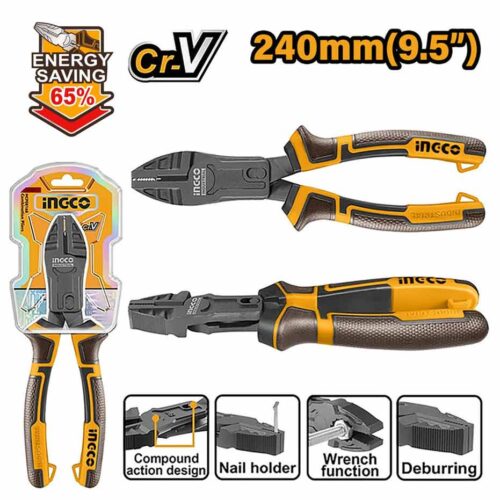 انبر دست 9.5 اینچ فوق حرفه‌ای سوپر اینکو HCCP58240