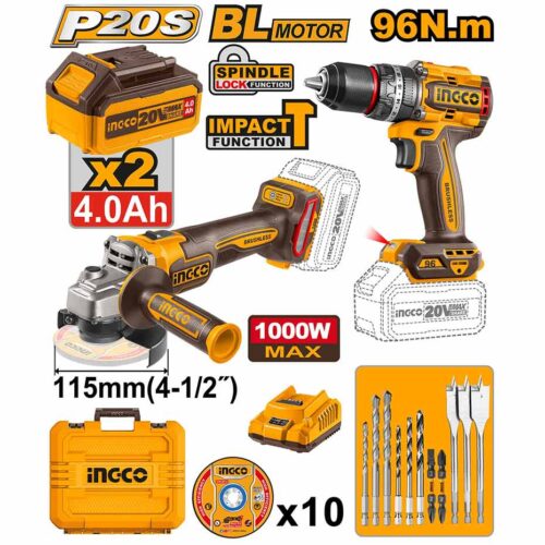 ست دریل چکشی و مینی فرز شارژی COSLI241298 اینکو